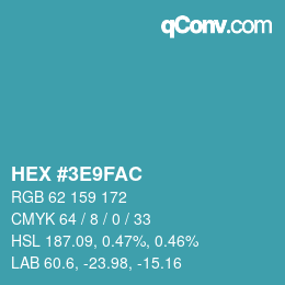 Color code: HEX #3E9FAC | qconv.com