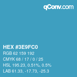 Color code: HEX #3E9FC0 | qconv.com