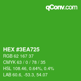カラーコード: HEX #3EA725 | qconv.com
