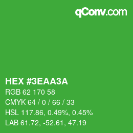 Color code: HEX #3EAA3A | qconv.com