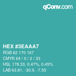 Color code: HEX #3EAAA7 | qconv.com