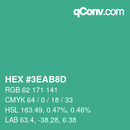 Color code: HEX #3EAB8D | qconv.com