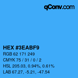 Color code: HEX #3EABF9 | qconv.com