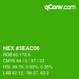 カラーコード: HEX #3EAC06 | qconv.com