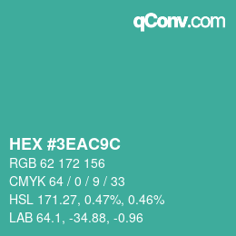 Color code: HEX #3EAC9C | qconv.com