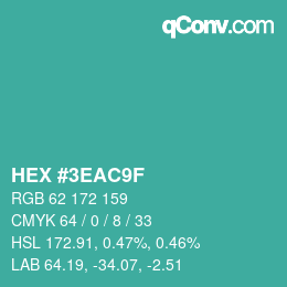 Color code: HEX #3EAC9F | qconv.com