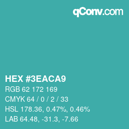 Color code: HEX #3EACA9 | qconv.com