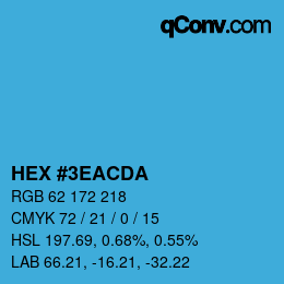 カラーコード: HEX #3EACDA | qconv.com