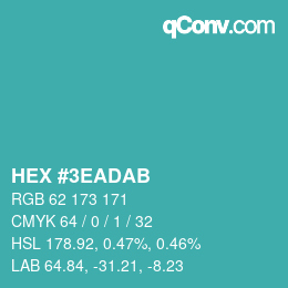 Color code: HEX #3EADAB | qconv.com