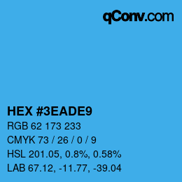 カラーコード: HEX #3EADE9 | qconv.com