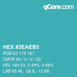 Color code: HEX #3EAEB5 | qconv.com