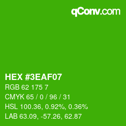 Color code: HEX #3EAF07 | qconv.com