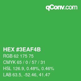 Color code: HEX #3EAF4B | qconv.com