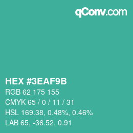 Color code: HEX #3EAF9B | qconv.com