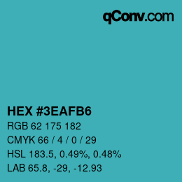 カラーコード: HEX #3EAFB6 | qconv.com