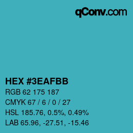 Color code: HEX #3EAFBB | qconv.com