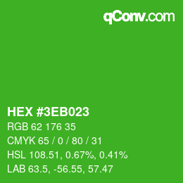 カラーコード: HEX #3EB023 | qconv.com