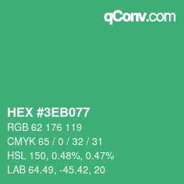 カラーコード: HEX #3EB077 | qconv.com