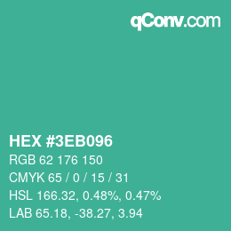 Color code: HEX #3EB096 | qconv.com
