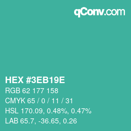 Color code: HEX #3EB19E | qconv.com