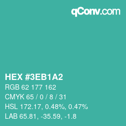 カラーコード: HEX #3EB1A2 | qconv.com