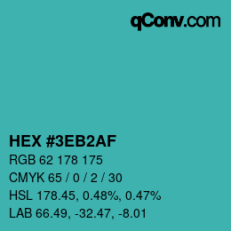 Color code: HEX #3EB2AF | qconv.com