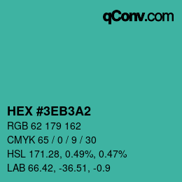 カラーコード: HEX #3EB3A2 | qconv.com