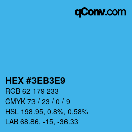 Color code: HEX #3EB3E9 | qconv.com
