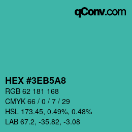 Color code: HEX #3EB5A8 | qconv.com