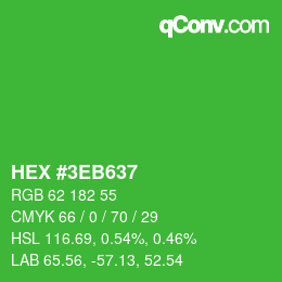 カラーコード: HEX #3EB637 | qconv.com