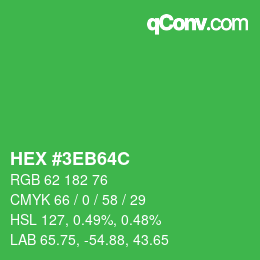 Color code: HEX #3EB64C | qconv.com