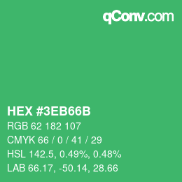カラーコード: HEX #3EB66B | qconv.com
