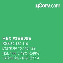 Color code: HEX #3EB66E | qconv.com