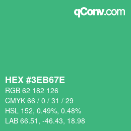 Color code: HEX #3EB67E | qconv.com
