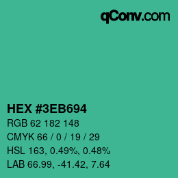 颜色代码: HEX #3EB694 | qconv.com