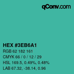 カラーコード: HEX #3EB6A1 | qconv.com