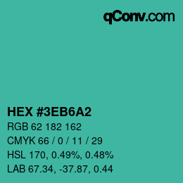 Color code: HEX #3EB6A2 | qconv.com