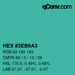 Color code: HEX #3EB6A3 | qconv.com