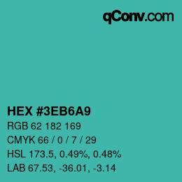 Color code: HEX #3EB6A9 | qconv.com