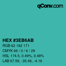 カラーコード: HEX #3EB6AB | qconv.com
