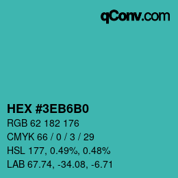 Farbcode: HEX #3EB6B0 | qconv.com