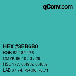 Color code: HEX #3EB6B0 | qconv.com