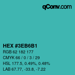 Color code: HEX #3EB6B1 | qconv.com