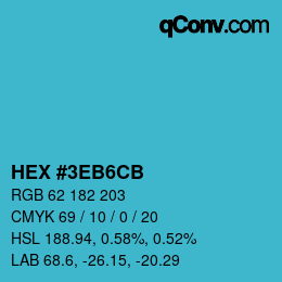 カラーコード: HEX #3EB6CB | qconv.com