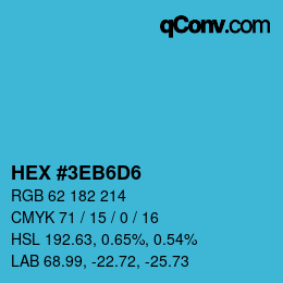 カラーコード: HEX #3EB6D6 | qconv.com