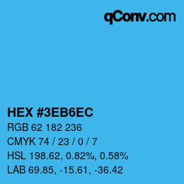 カラーコード: HEX #3EB6EC | qconv.com