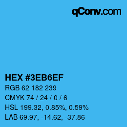 颜色代码: HEX #3EB6EF | qconv.com