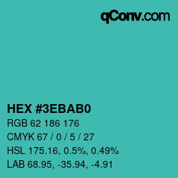 Color code: HEX #3EBAB0 | qconv.com