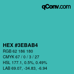 カラーコード: HEX #3EBAB4 | qconv.com
