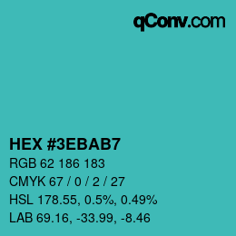 カラーコード: HEX #3EBAB7 | qconv.com